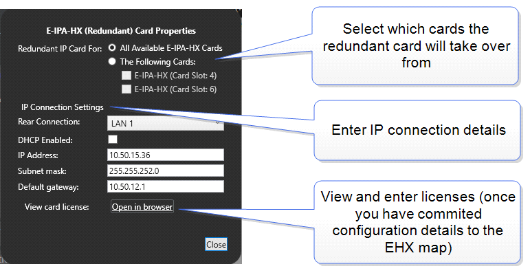 Configure failover card properties